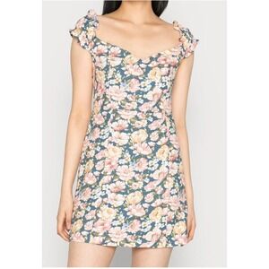 Abercrombie & Fitch Y2K Linen Floral Corset Mini Dress Fairy Grunge Coquette M